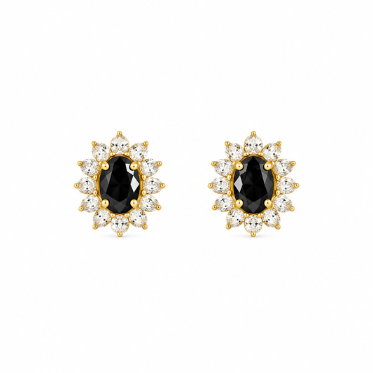 9K Gold Black Oval Studs