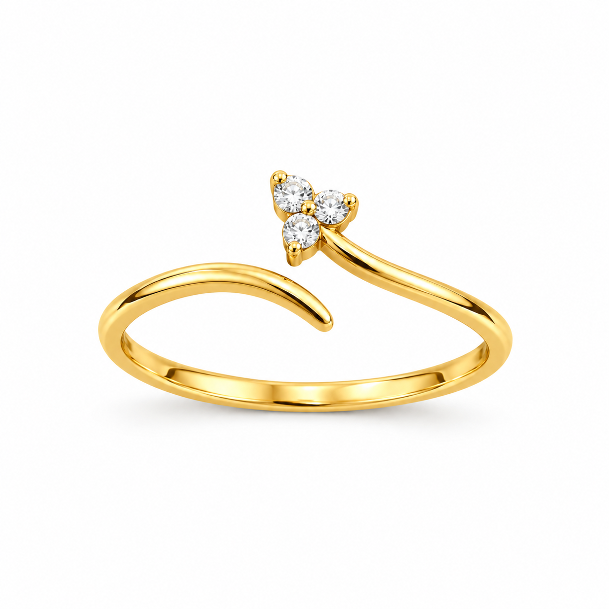 Three-Stone Diamond Open Gold Ring