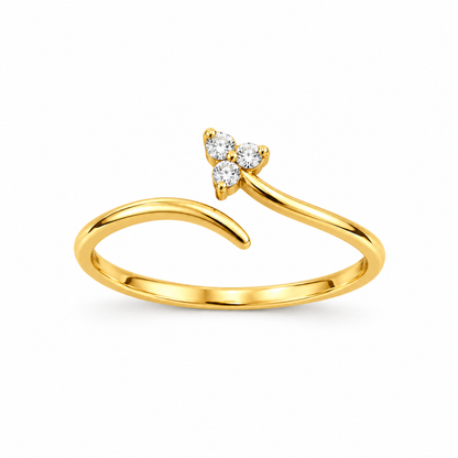 Three-Stone Diamond Open Gold Ring