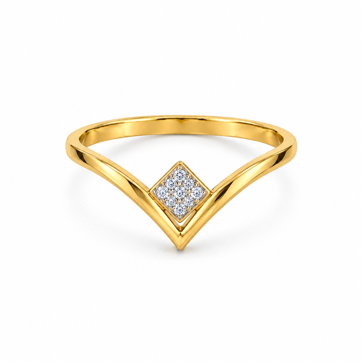 Diamond V Shape Geometric Ring