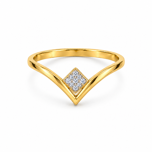 Diamond V Shape Geometric Ring