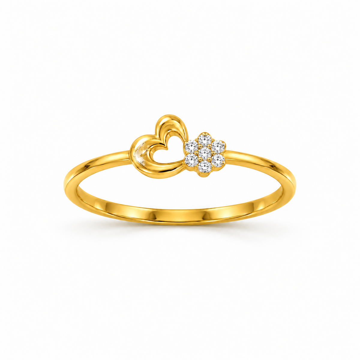 Diamond Open Heart Floral Cluster