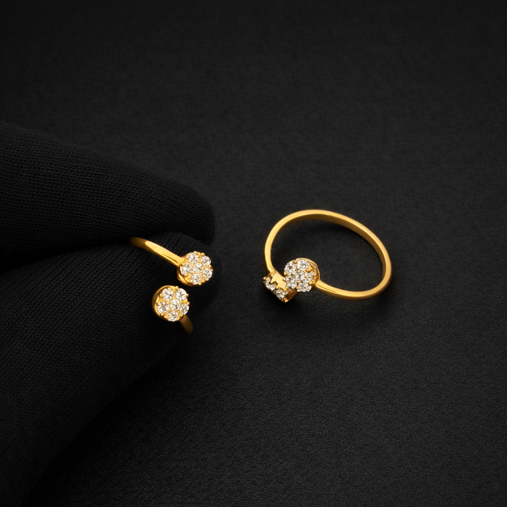 Golden Twin Bloom Toe Ring