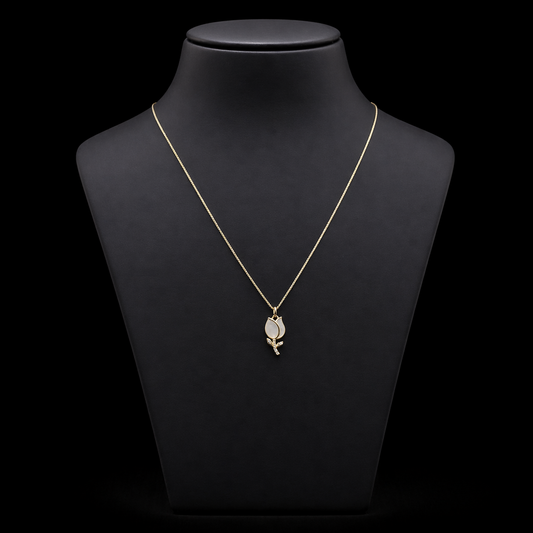 Moonlit Tulip Silver Necklace
