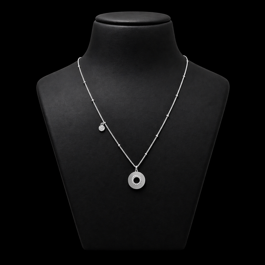 Luna Halo Charm Silver Necklace