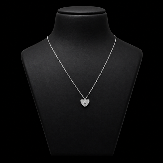 Petite Halo Heart Silver Necklace