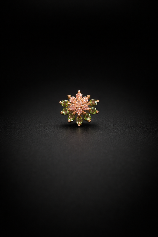 Emerald Bloom Silver Nosepin