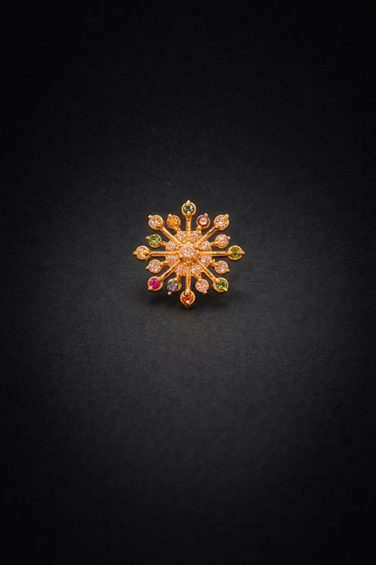 Celestial Navratna Silver Nosepin