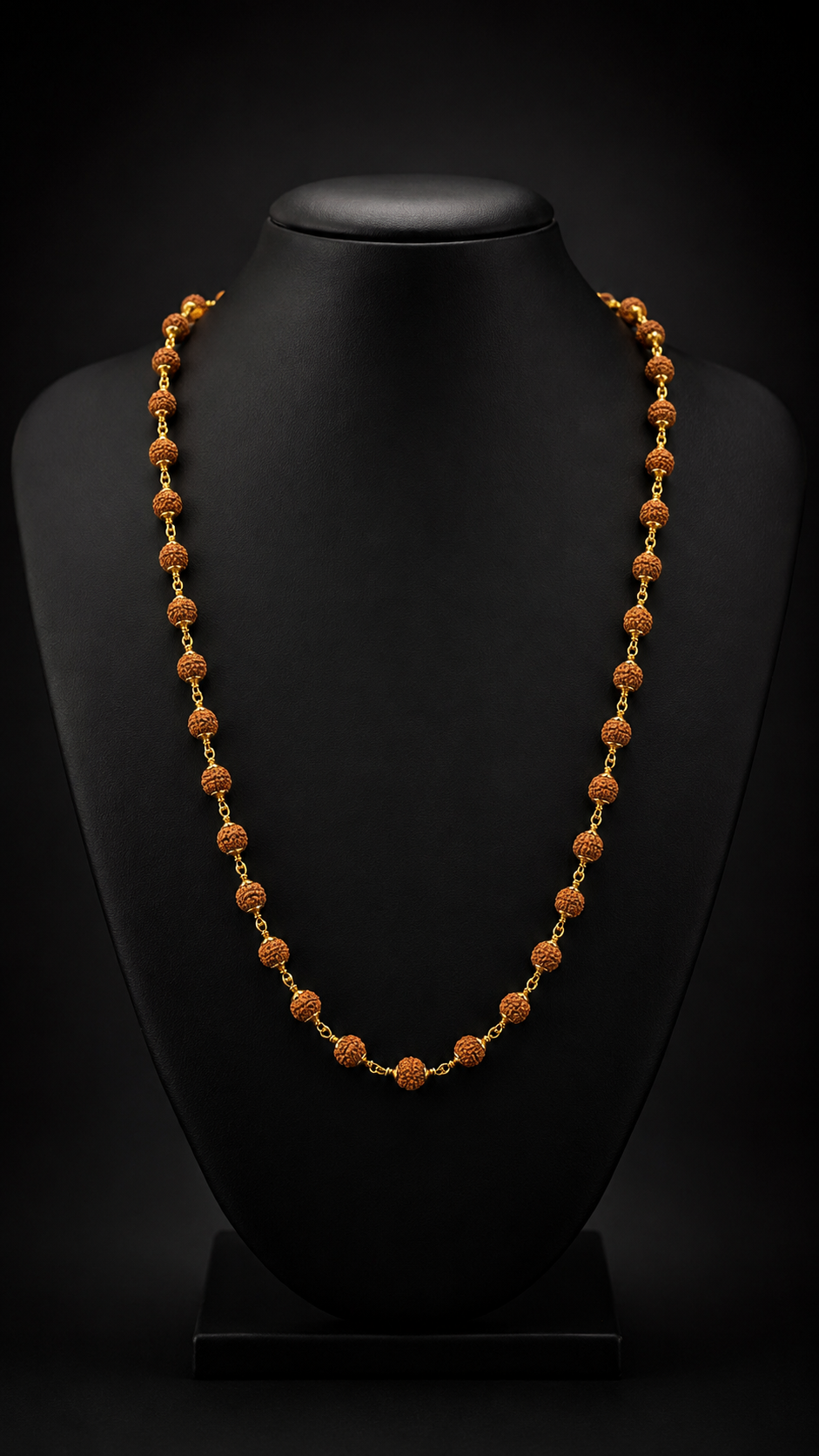 Premium Silver Gold-Plated Rudraksha Mala 10 PIDI