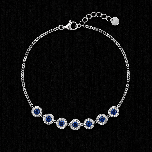 Royal Sapphire Halo 92.5 Sterling Silver Bracelet