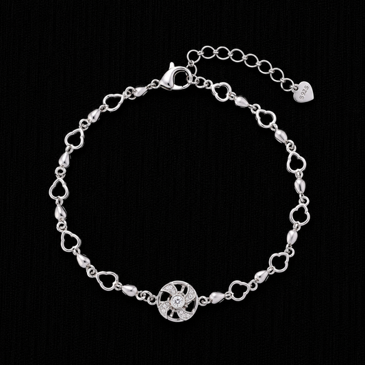 Lucky Clover Charm 92.5 Sterling Silver Bracelet