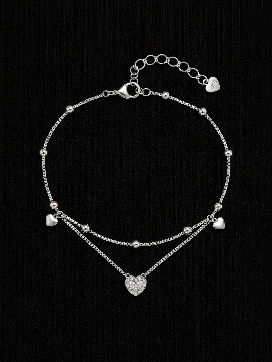 Sweetheart Layers 92.5 Sterling Silver Bracelet