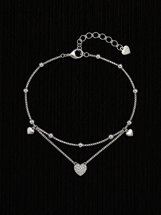 Sweetheart Layers 92.5 Sterling Silver Bracelet