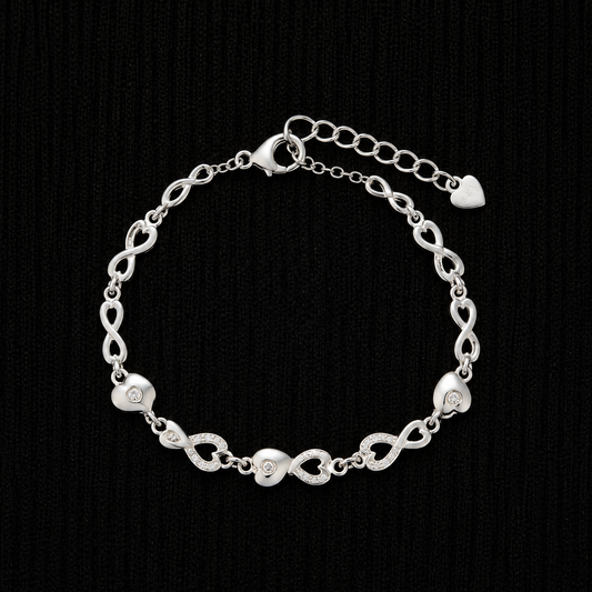 Infinity Hearts 92.5 Sterling Silver Bracelet
