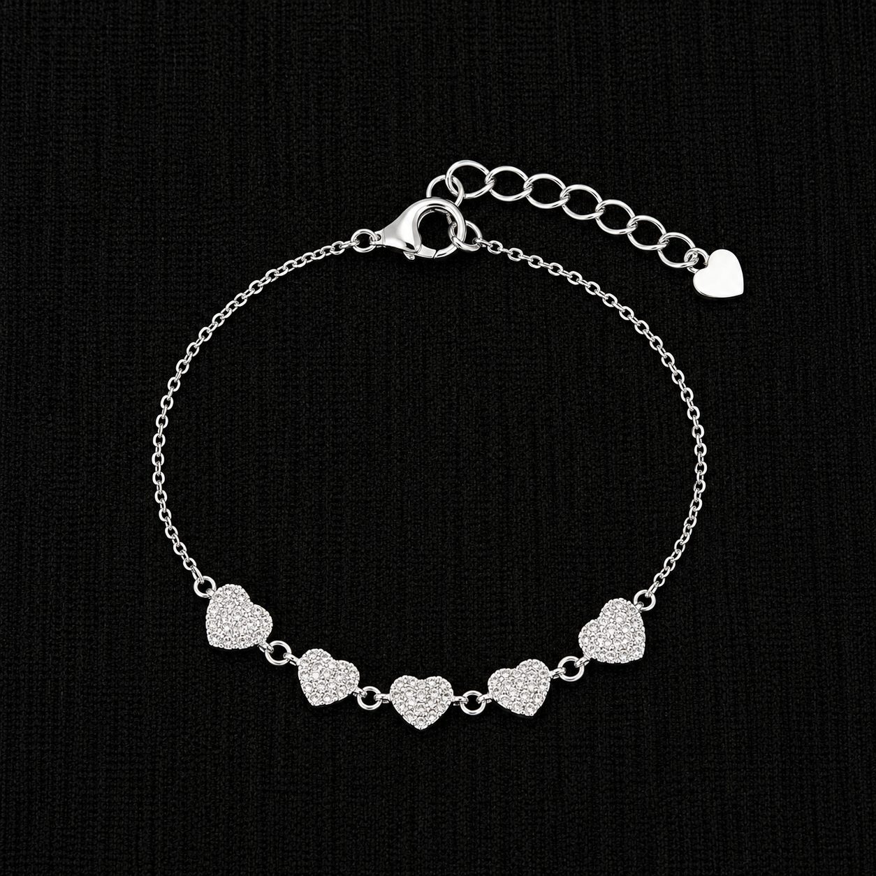 Five Hearts Sparkle 92.5 Sterling Silver Bracelet