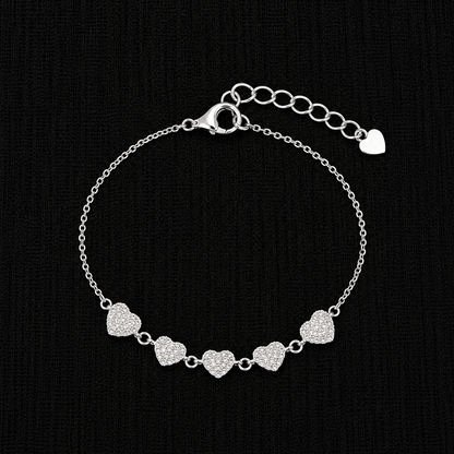 Five Hearts Sparkle 92.5 Sterling Silver Bracelet