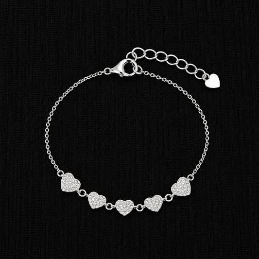 Five Hearts Sparkle 92.5 Sterling Silver Bracelet