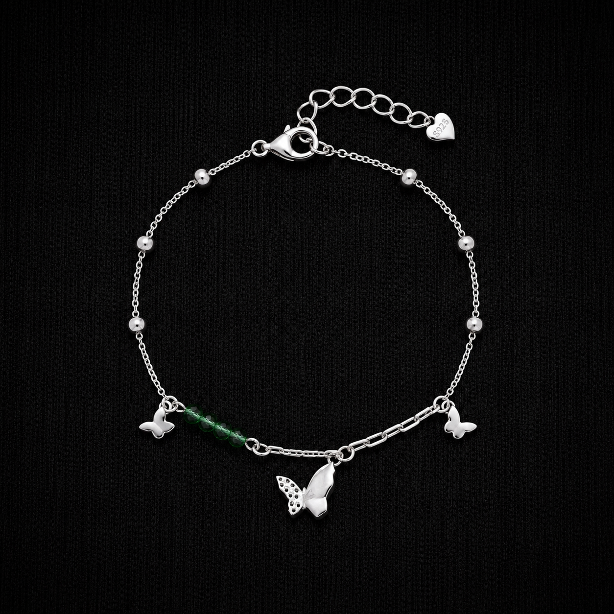 Emerald Flutter 92.5 Sterling Silver Bracelet