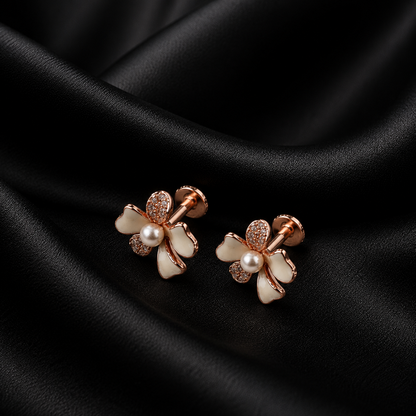 Pearl Blossom Silver Earrings