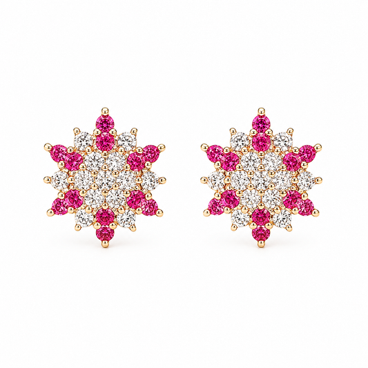 Blossom Sparkle Rose Gold Silver Earrings