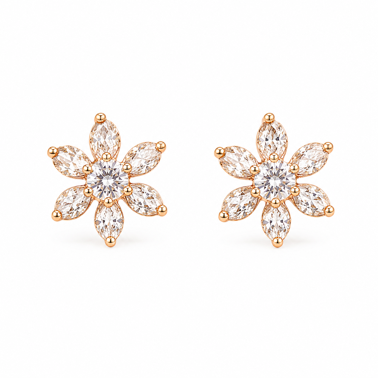 Bloom Petal Gold Plated Silver Earrings