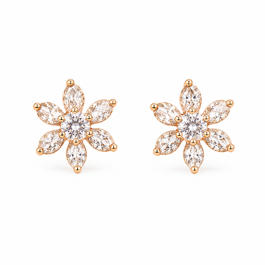 Bloom Petal Gold Plated Silver Earrings