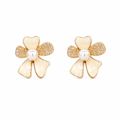 Pearl Blossom Silver Earrings