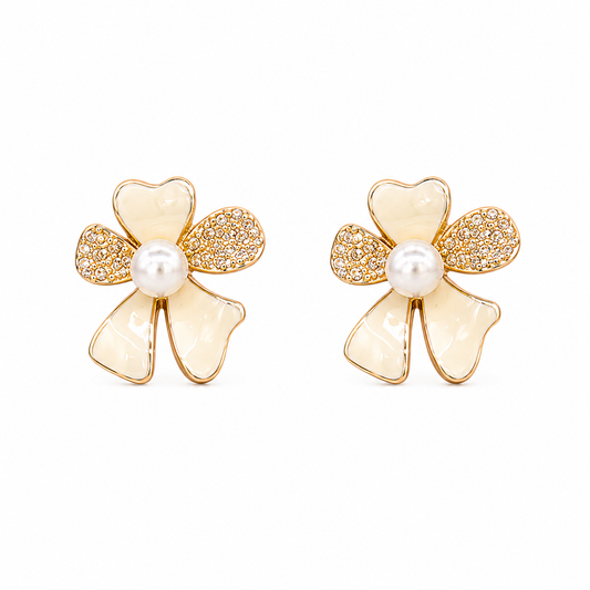 Pearl Blossom Silver Earrings