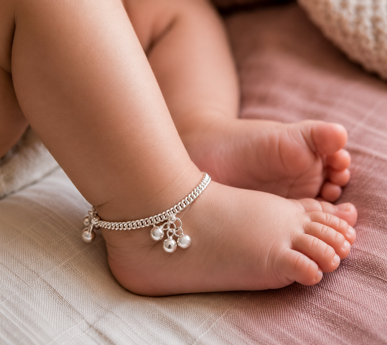 Silver 5inch Classic Baby Anklet