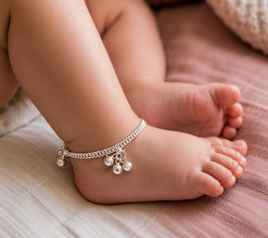 Silver 5inch Classic Baby Anklet