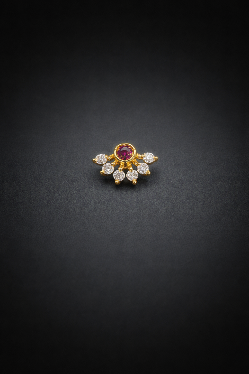 Ruby Halo Silver Nosepin