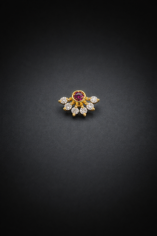 Ruby Halo Silver Nosepin