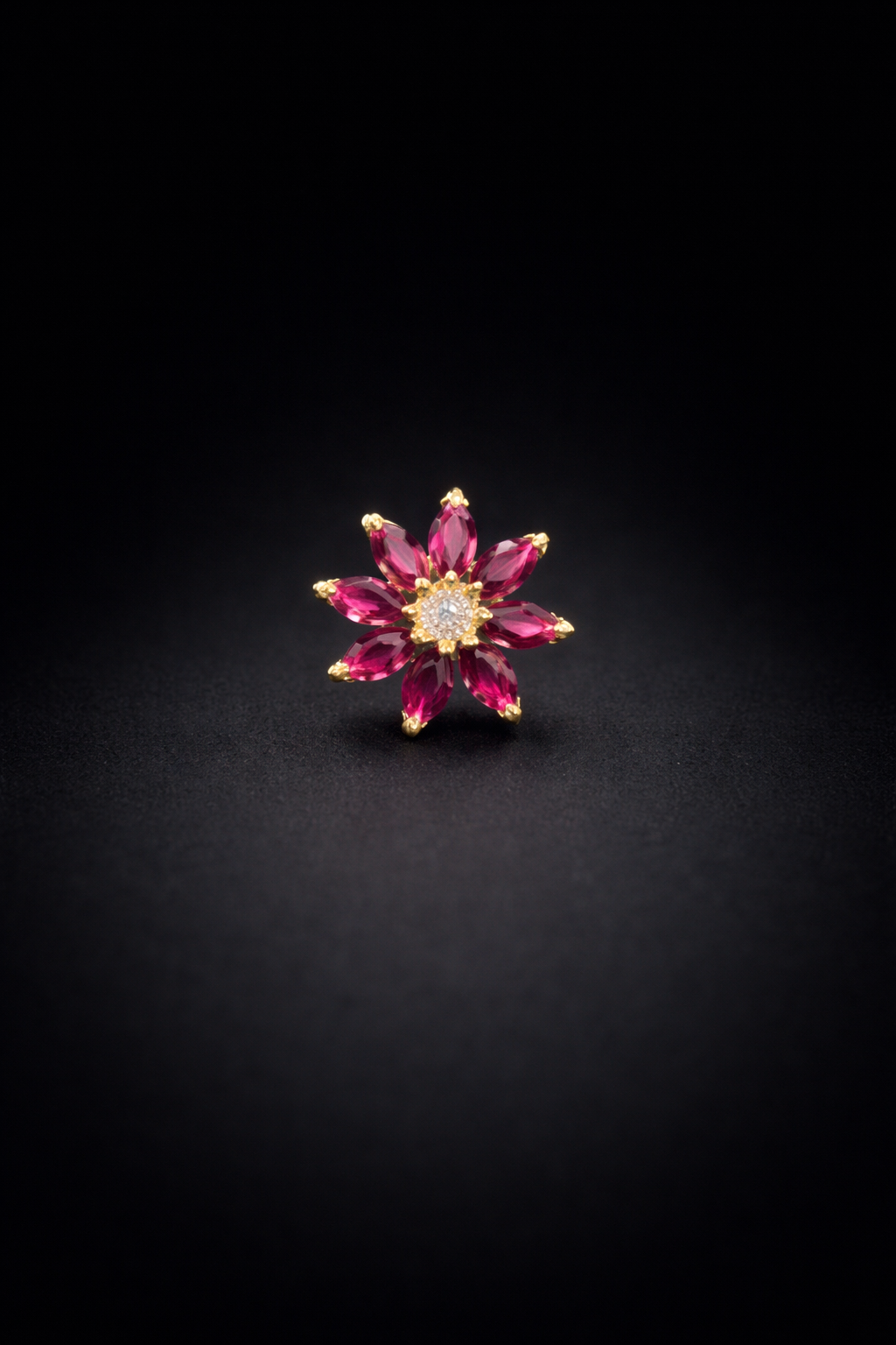 Ruby Blossom Silver Nosepin