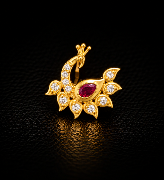 Mayura Golden Silver Nose Pin