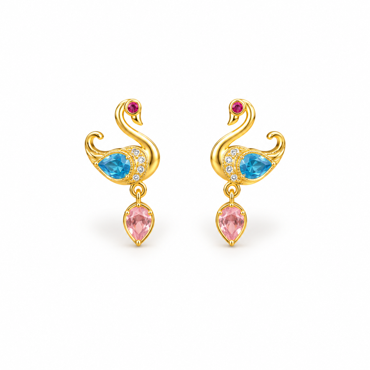 Aqua Swan Multicolor Golden Earrings