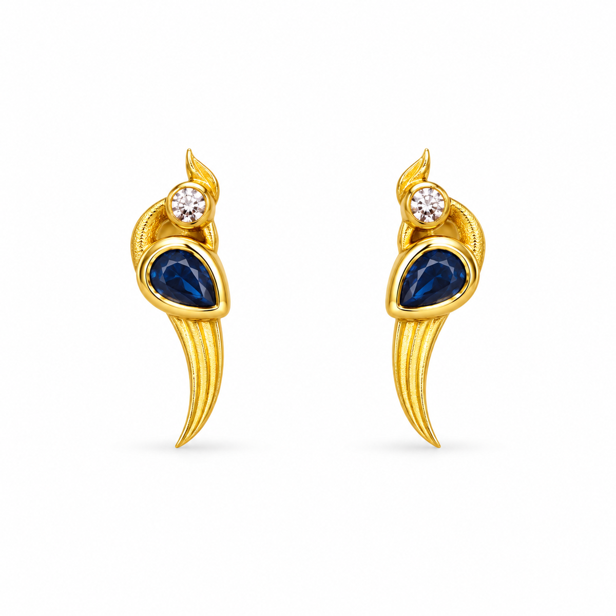 Royal Blue Golden Silver Earrings