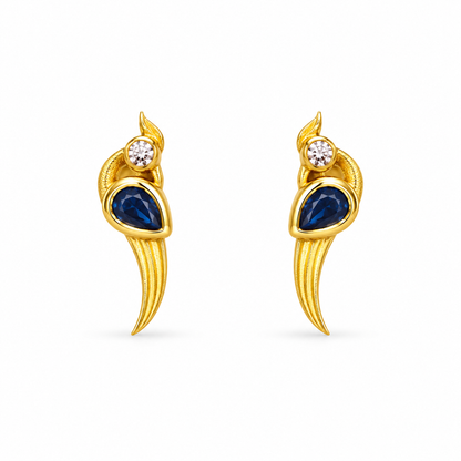 Royal Blue Golden Silver Earrings