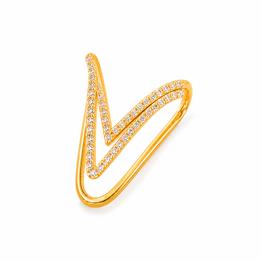 Gold Plated Silver Vanki Ring | Elegant CZ Open V Design
