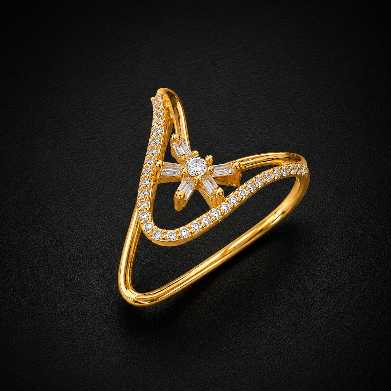 Silver Vanki Ring with Sparkling CZ Stones