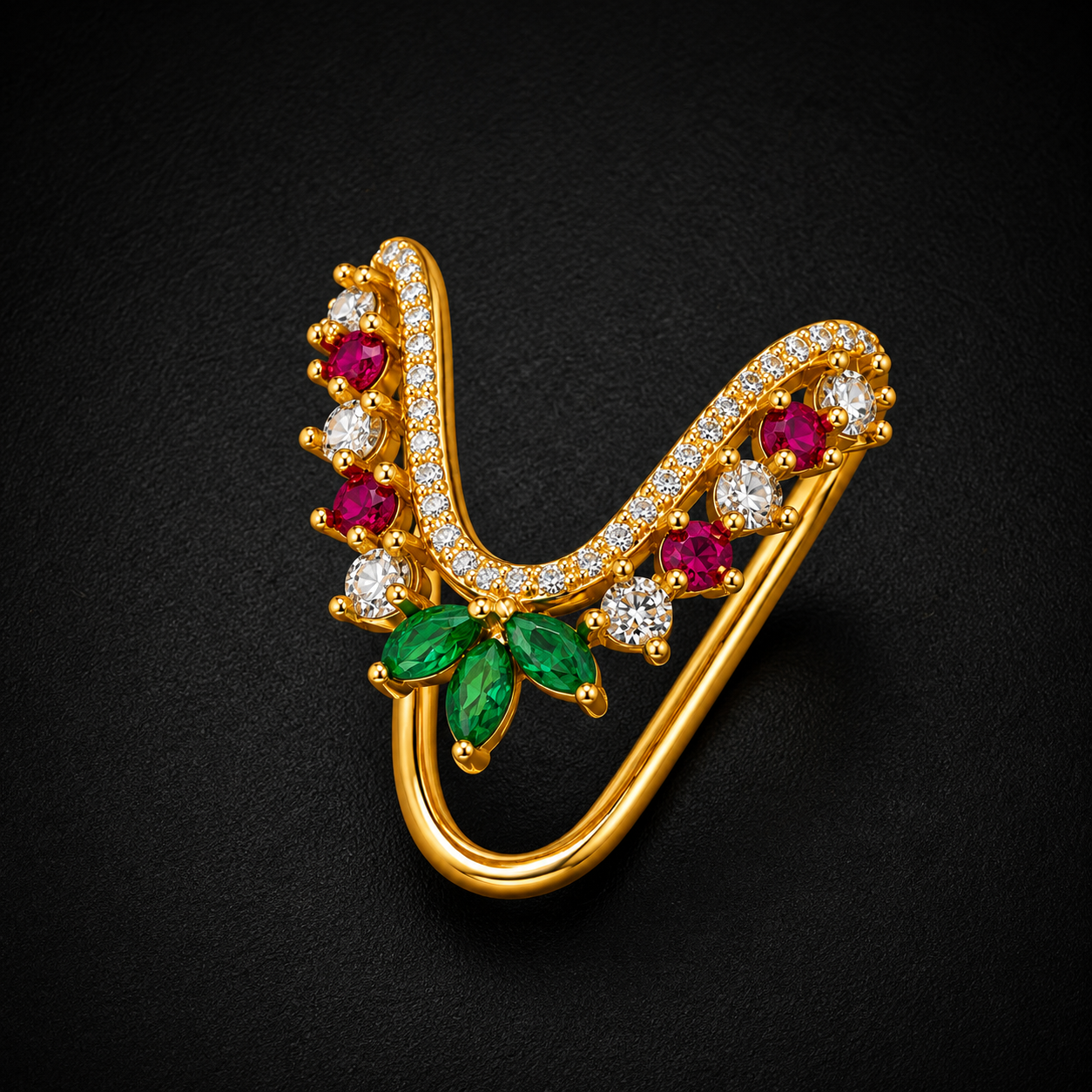 Grace in Every Curve – Gold Plated Silver Vanki Ring