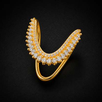 Gold-Plated 925 Silver CZ Vanki Ring | Traditional Adjustable Ring