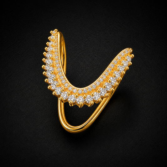 Gold-Plated 925 Silver CZ Vanki Ring | Traditional Adjustable Ring