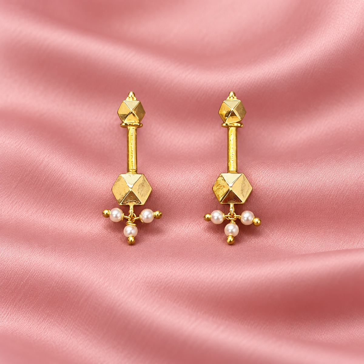 Geometric Pearl Drop Golden Bugadi