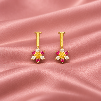 Ruby Crystal Petal Golden Bugadi