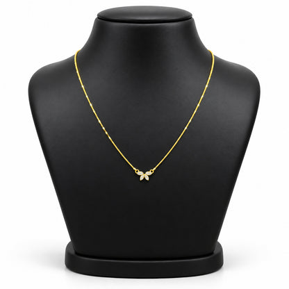 Four-Petal Diamond Floral Gold Necklace