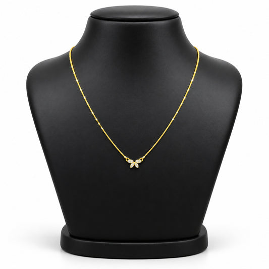 Four-Petal Diamond Floral Gold Necklace