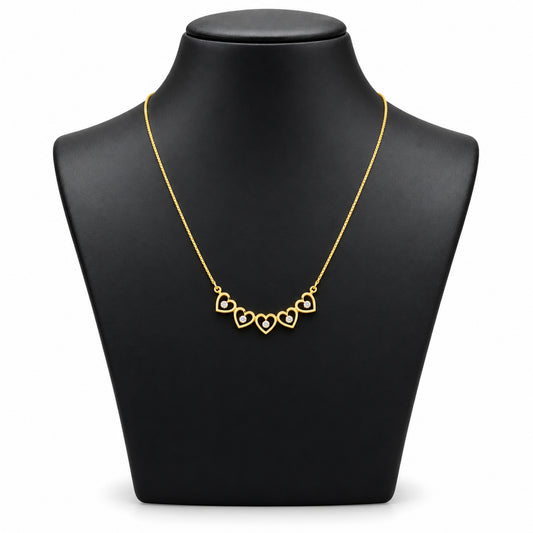 Five Heart Diamond Gold Necklace