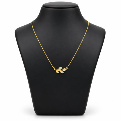 Diamond Leaf Branch Gold Necklace