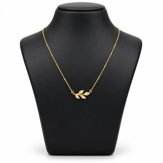 Diamond Leaf Branch Gold Necklace