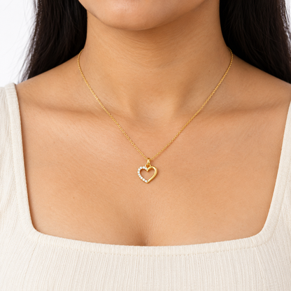 9K Gold Open Heart Pendant